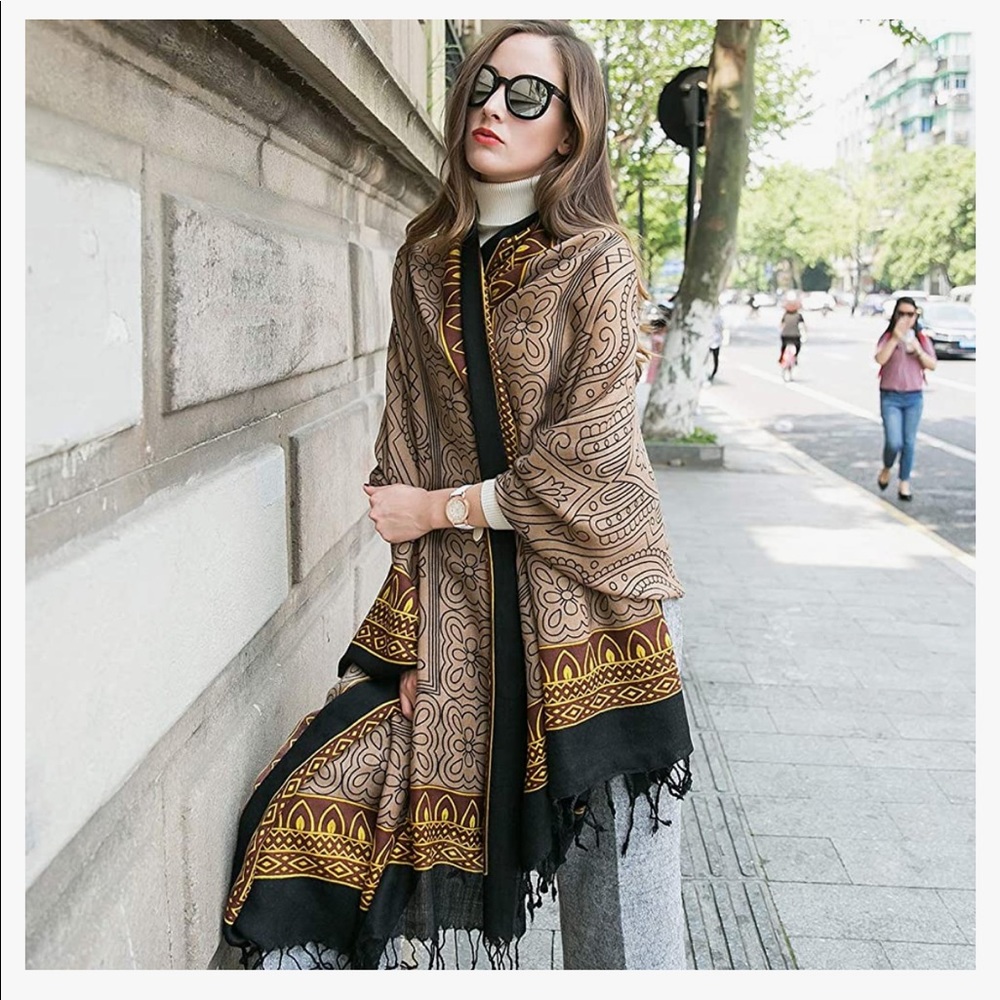 DANA XU 100% Pure Wool Large Size Women Large Scarf Mask Pashmina